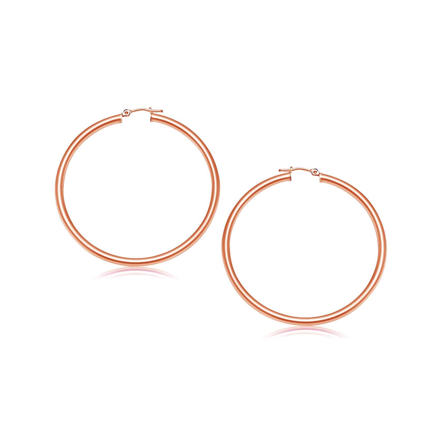 Essential Polished Hoop Earrings in Rose Gold (3x25mm)