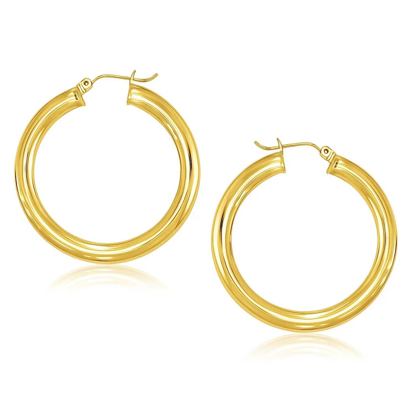 Essential Polished Hoop Earrings in Yellow Gold (5x40mm)