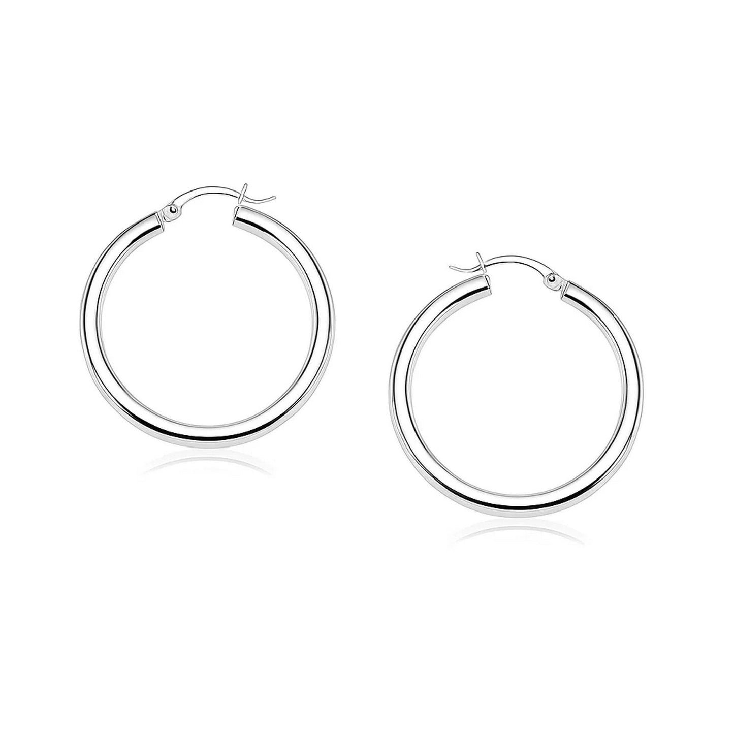 Essential Polished Hoop Earrings in White Gold (4x25mm)