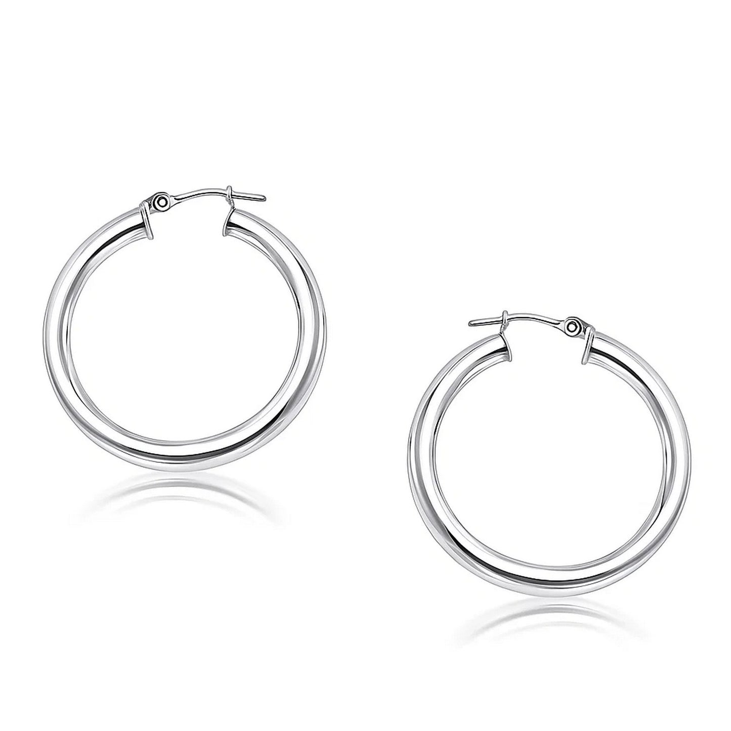 Essential Polished Hoop Earrings in White Gold (4x30mm)