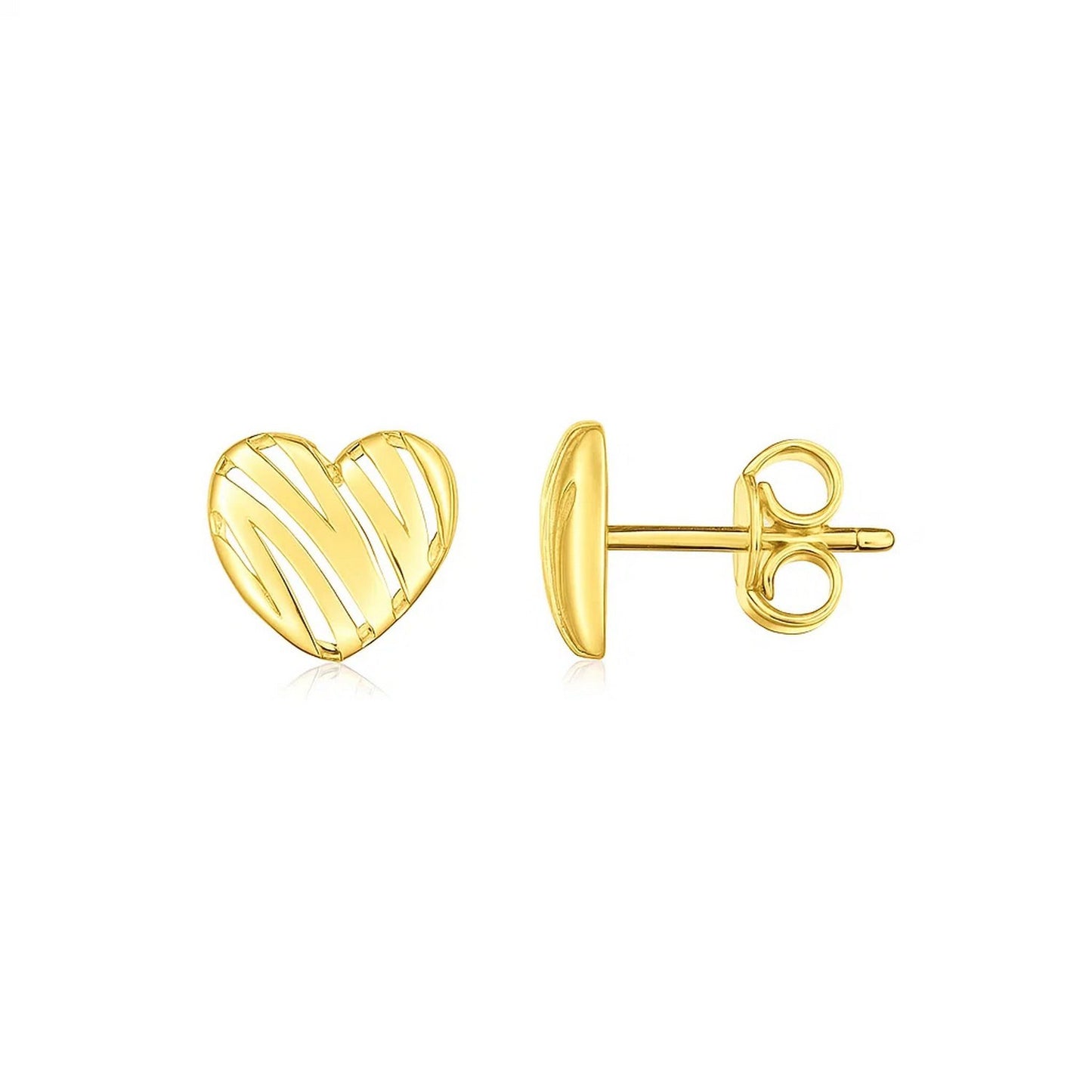 The Caligraphy Heart Studs (In Yellow Gold)