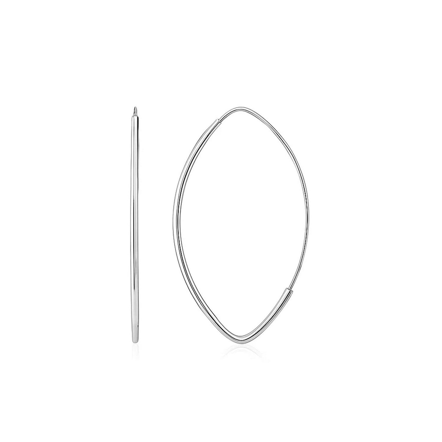 The Linear Marquise Hoops (In White Gold)