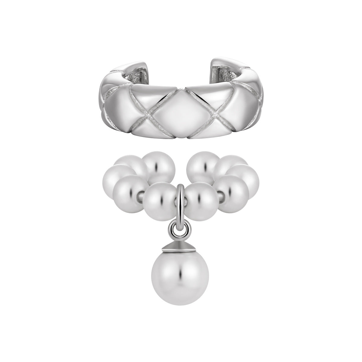 The Curated Ear Cuff in Sterling Silver | Quilted or Pearl