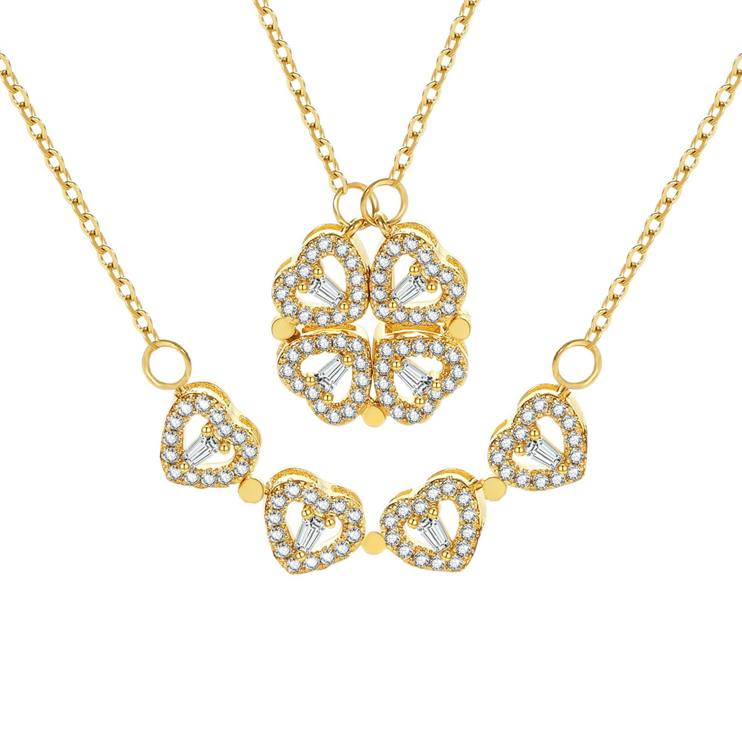 Clover-to-Hearts Necklace (with Gift Box)