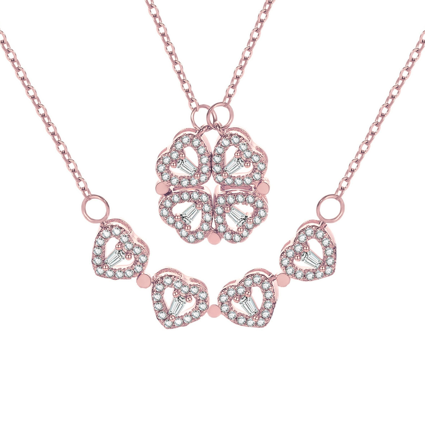 Clover-to-Hearts Necklace (with Gift Box)