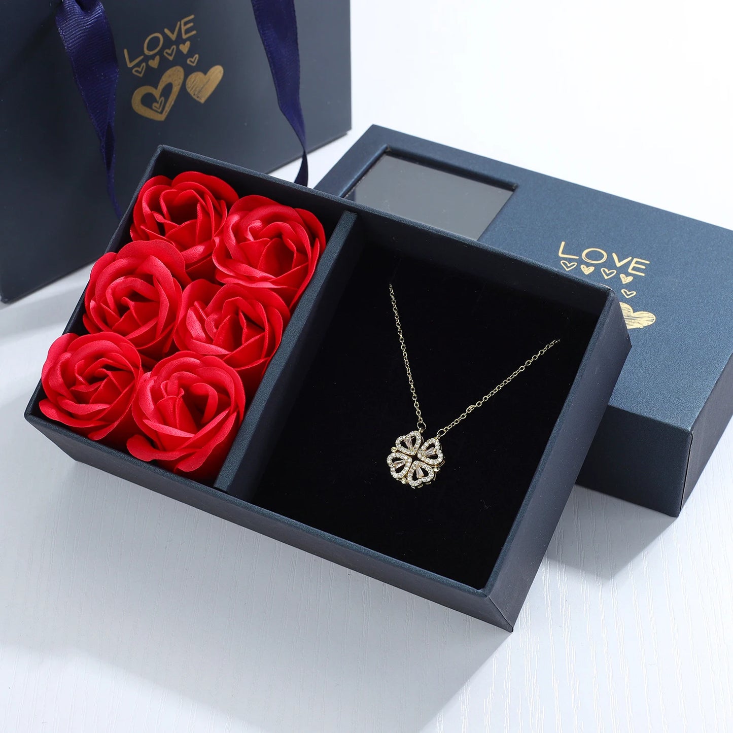 Clover-to-Hearts Necklace (with Gift Box)