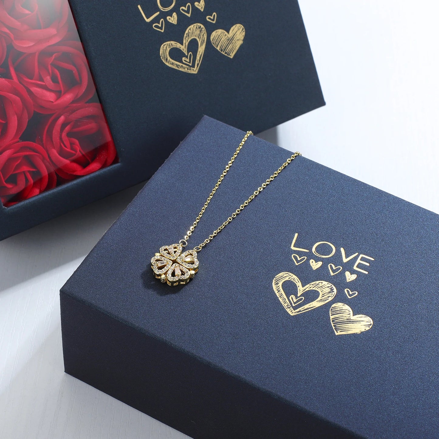 Clover-to-Hearts Necklace (with Gift Box)