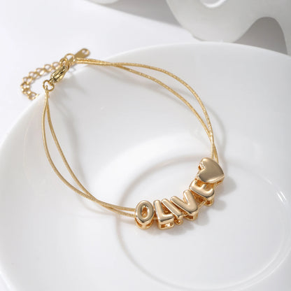 Personalized 3D Bubble Name on Double Snake Chain Bracelet