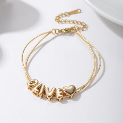 Personalized 3D Bubble Name on Double Snake Chain Bracelet