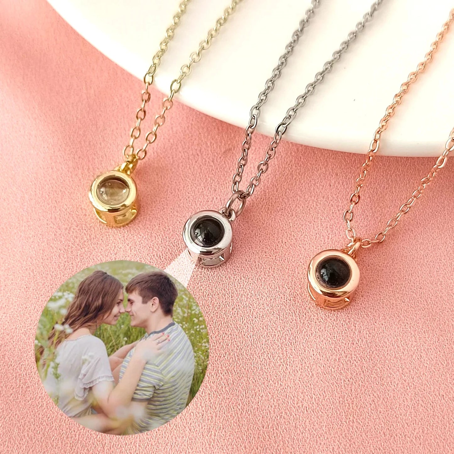 Personalized Photo Projection Minimalist Necklace