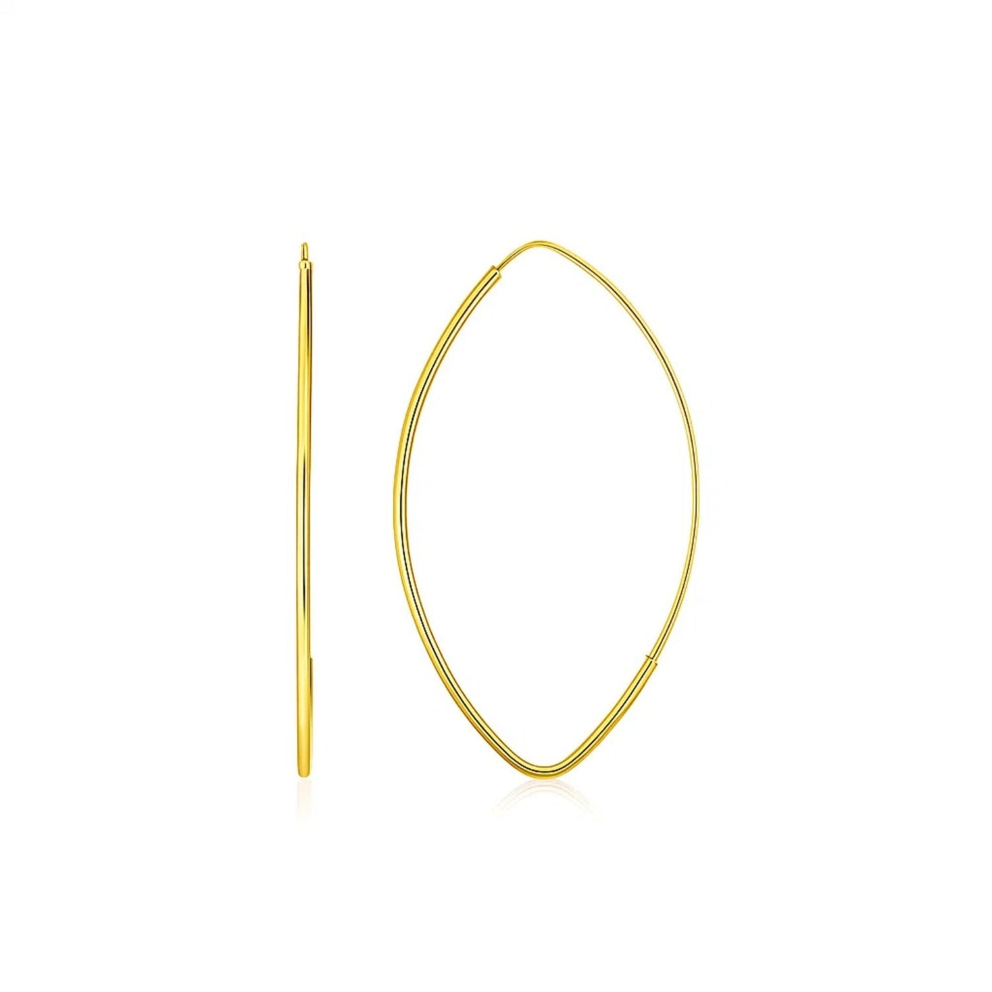 The Linear Marquise Hoops (In Yellow Gold)