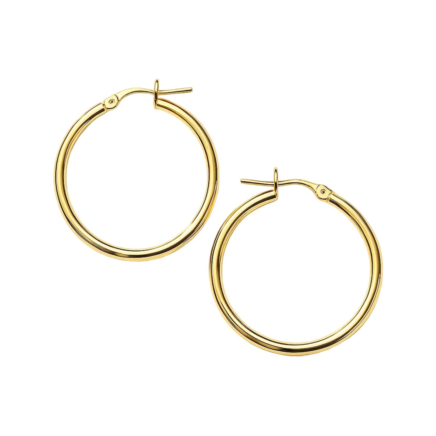 Essential Polished Hoop Earrings in Yellow Gold (2x25 mm)