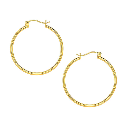 Essential Polished Hoop Earrings in Yellow Gold (1.5x40mm)