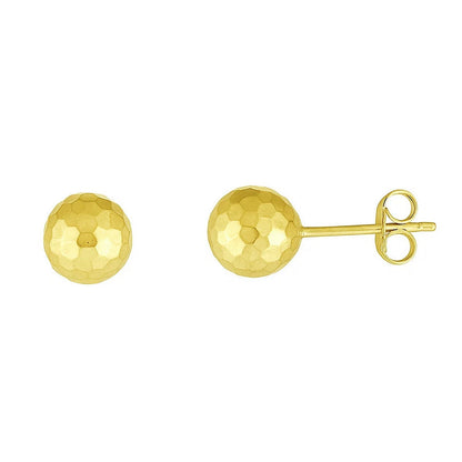 Essential Geometric Facet Ball Studs in Yellow Gold (7mm)