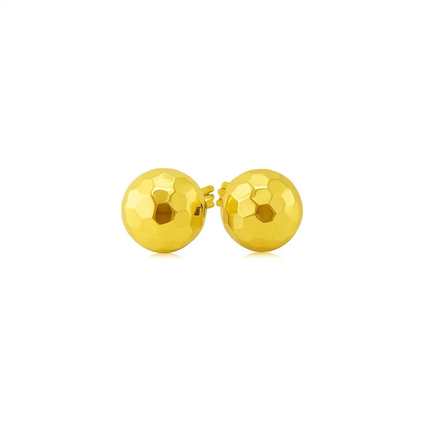 Essential Geometric Facet Ball Studs in Yellow Gold (7mm)