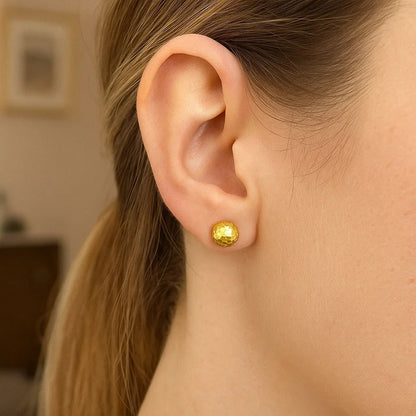Essential Geometric Facet Ball Studs in Yellow Gold (7mm)