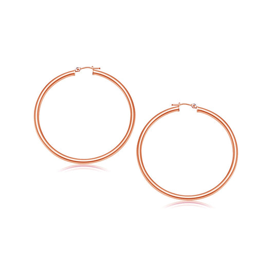 Essential Polished Hoop Earrings in Rose Gold (3x25mm)