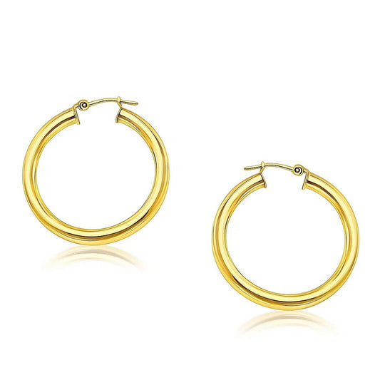 Essential Polished Hoop Earrings in Yellow Gold (4x30 mm)