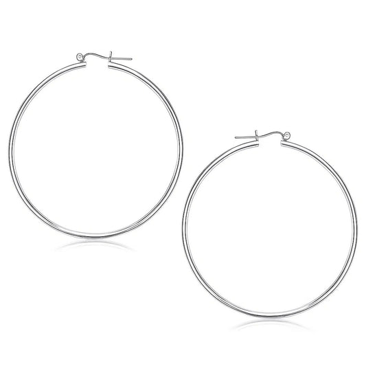 Essential Polished Hoop Earrings in White Gold (2x60mm)