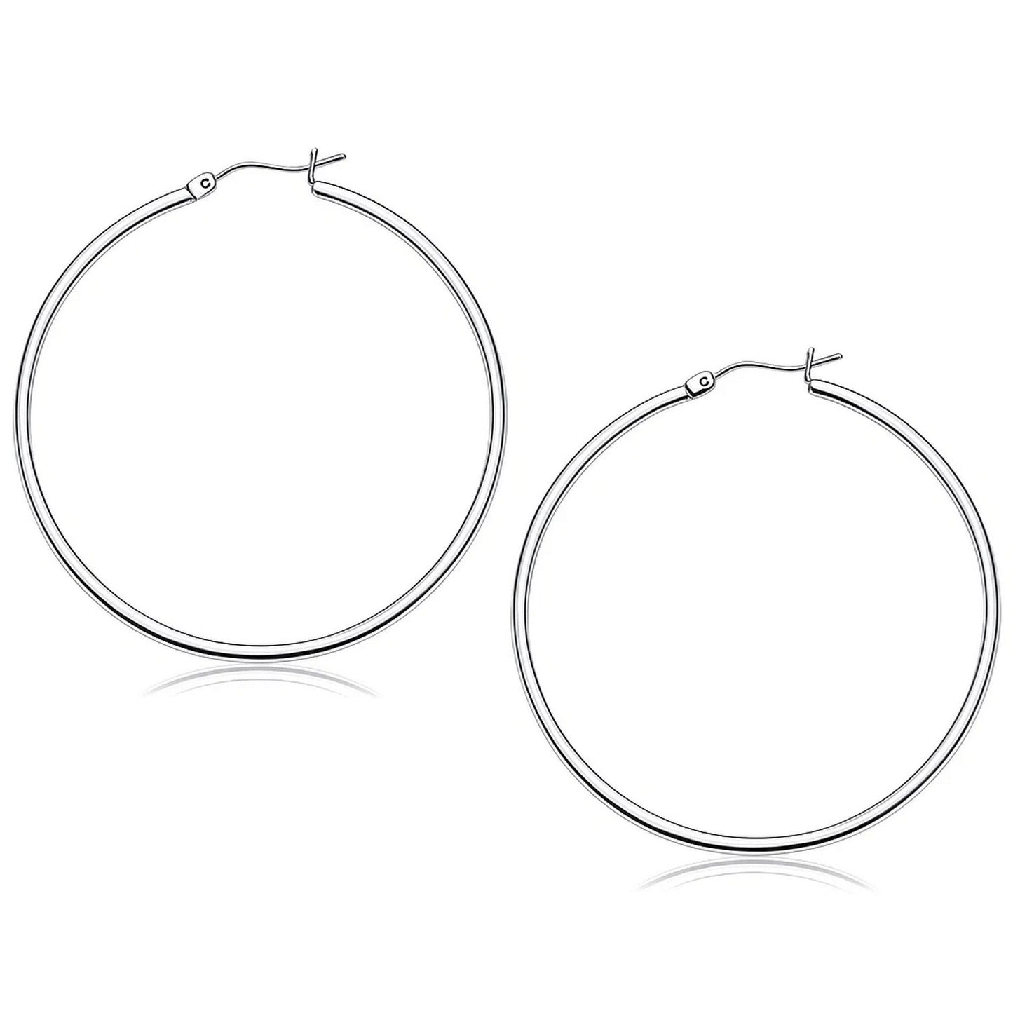 Essential Polished Hoop Earrings in White Gold (2x50 mm)