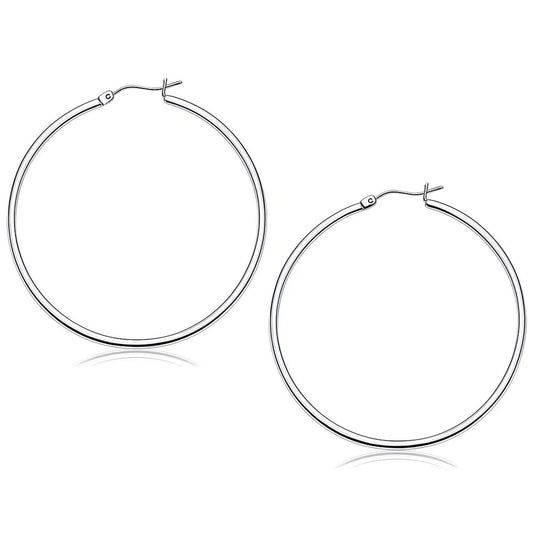 Essential Polished Hoop Earrings in White Gold (2x50 mm)