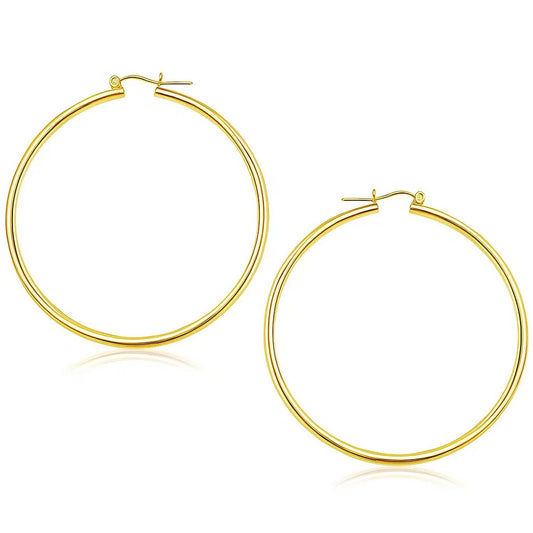 Essential Polished Hoop Earrings in Yellow Gold (2x55mm)