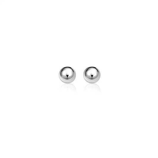 Essential Polished Ball Studs in White Gold (6mm)