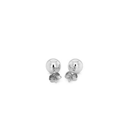 Essential Polished Ball Studs in White Gold (6mm)