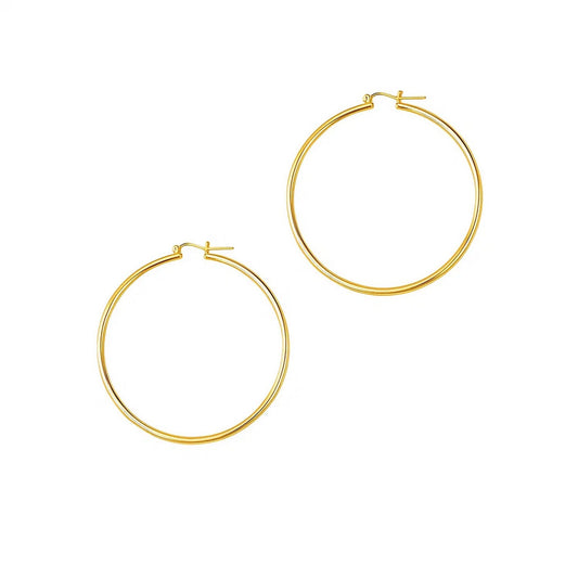 Essential Polished Hoop Earrings in Yellow Gold (1.5x45mm)