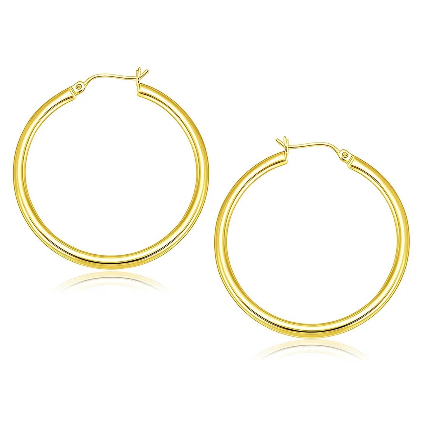 Essential Polished Hoop Earrings in Yellow Gold (3x40mm)