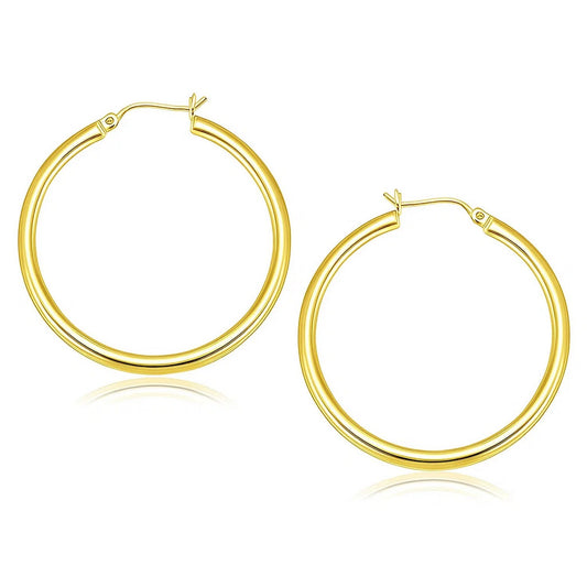 Essential Polished Hoop Earrings in Yellow Gold (3x40mm)