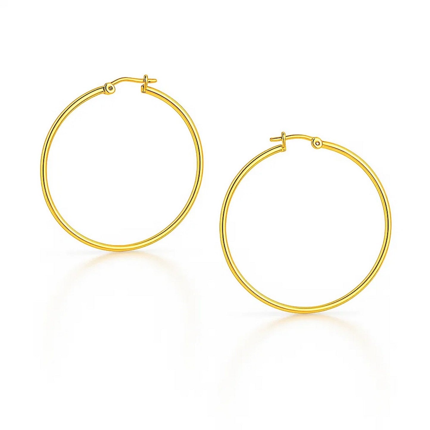 Essential Polished Hoop Earrings in Yellow Gold (3x25mm)
