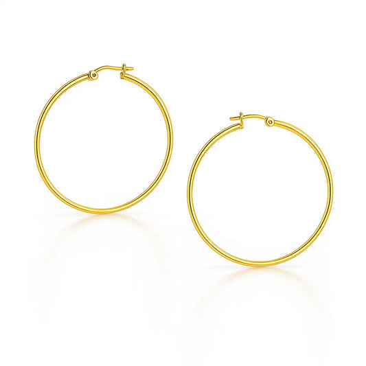 Essential Polished Hoop Earrings in Yellow Gold (3x25mm)