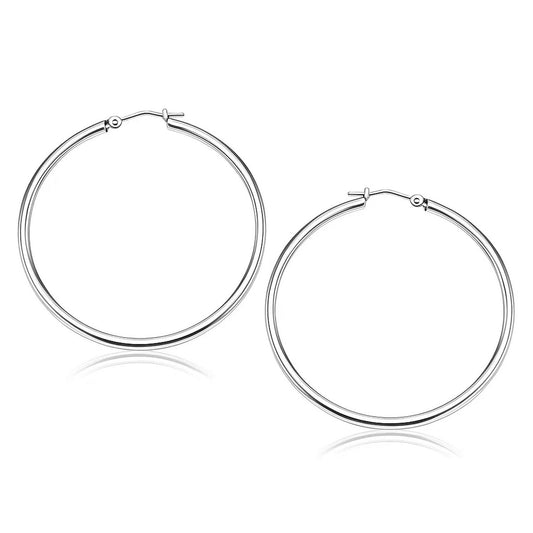 Essential Polished Hoop Earrings in White Gold (2x40mm)