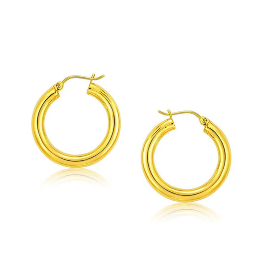Essential Polished Hoop Earrings in Yellow Gold (5x30 mm)