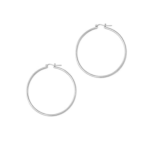 Essential Polished Hoop Earrings in White Gold (1.5x45mm)