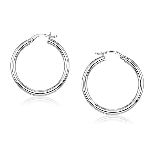 Essential Polished Hoop Earrings in White Gold (4x40mm)