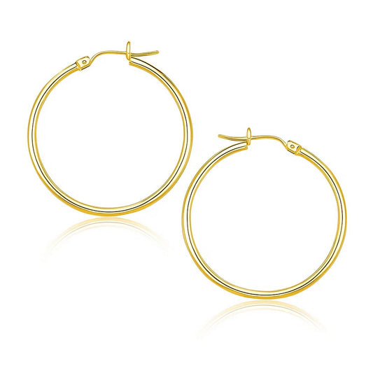 Essential Polished Hoop Earrings in Yellow Gold (1.5x25mm)