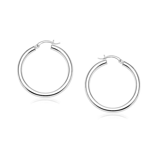 Essential Polished Hoop Earrings in White Gold (4x25mm)