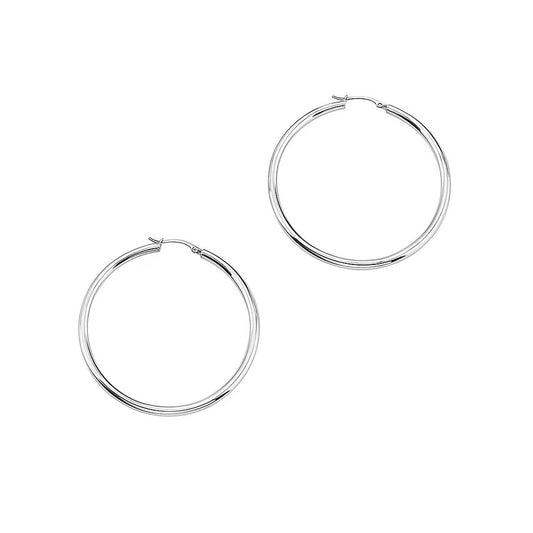 Essential Polished Hoop Earrings in White Gold (1.5x30mm)