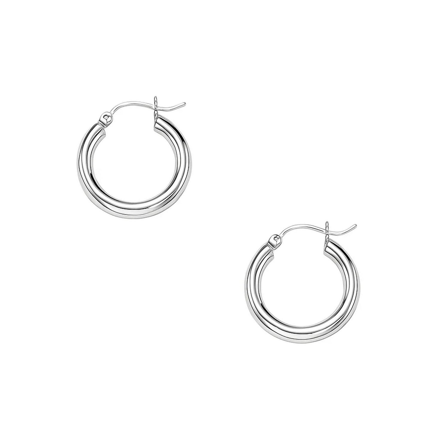 Essential Polished Hoop Earrings in White Gold (3x15mm)