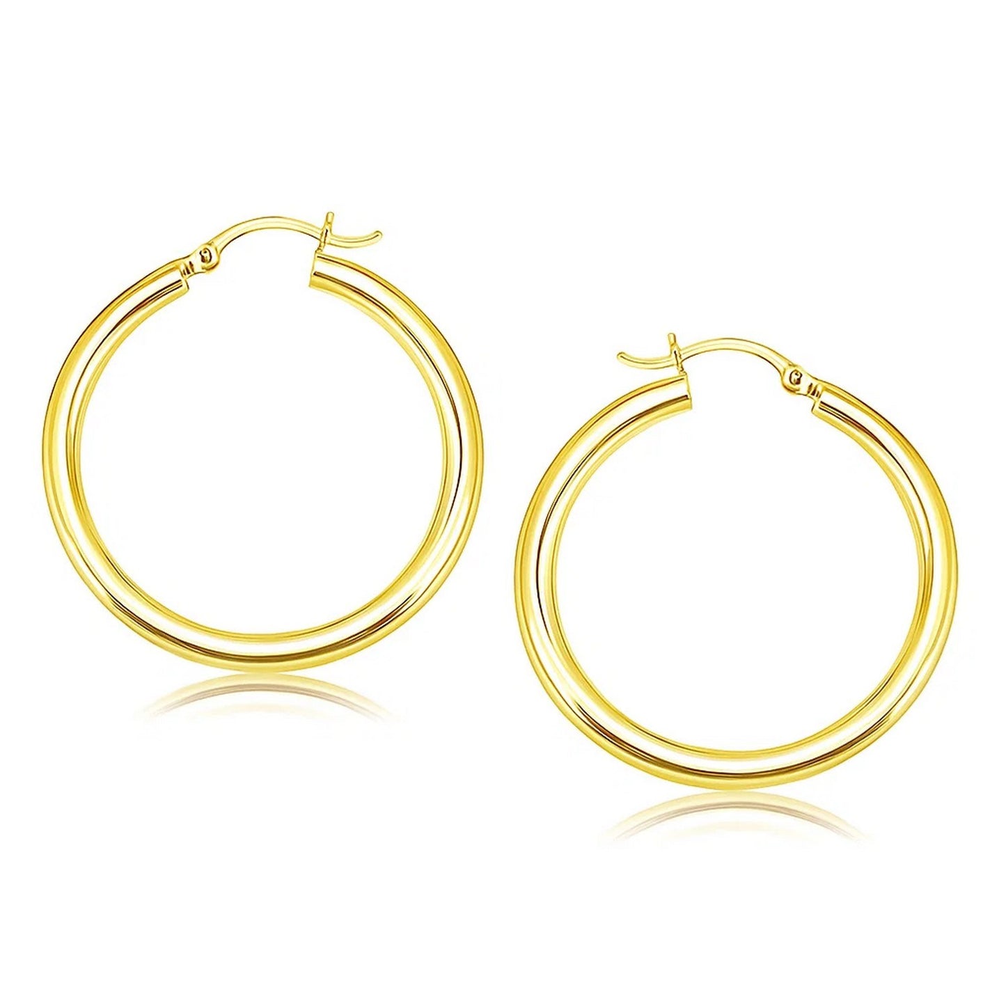 Essential Polished Hoop Earrings in Yellow Gold (4x40mm)