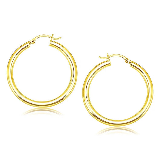 Essential Polished Hoop Earrings in Yellow Gold (4x40mm)