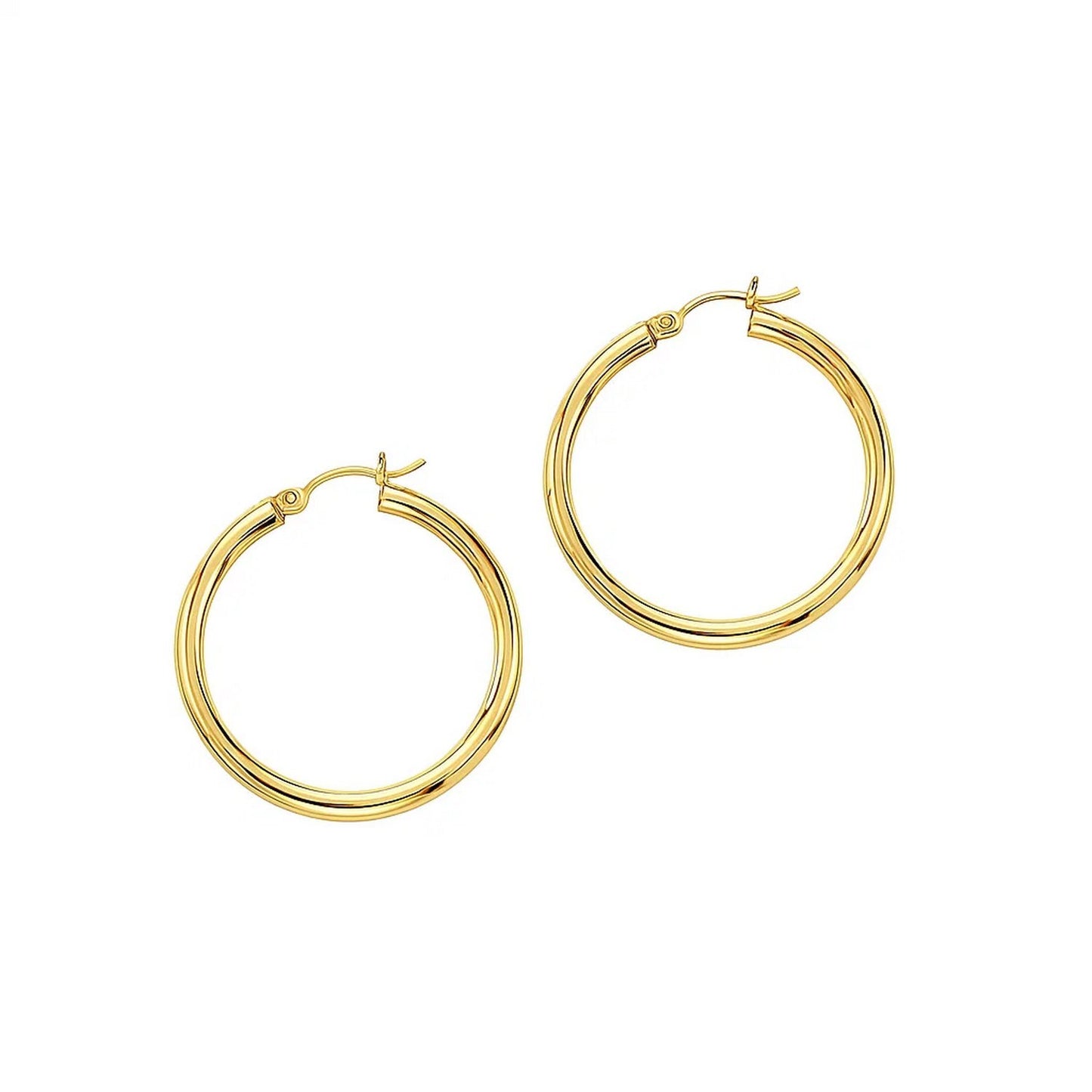 Essential Polished Hoop Earrings in Yellow Gold (3x30mm)