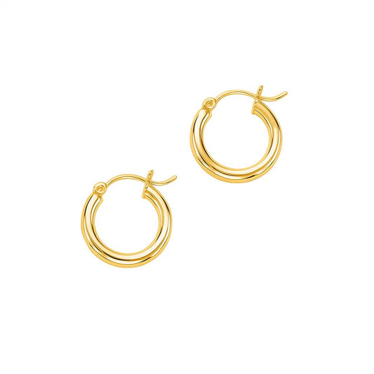 Essential Polished Hoop Earrings in Yellow Gold (3x15mm)