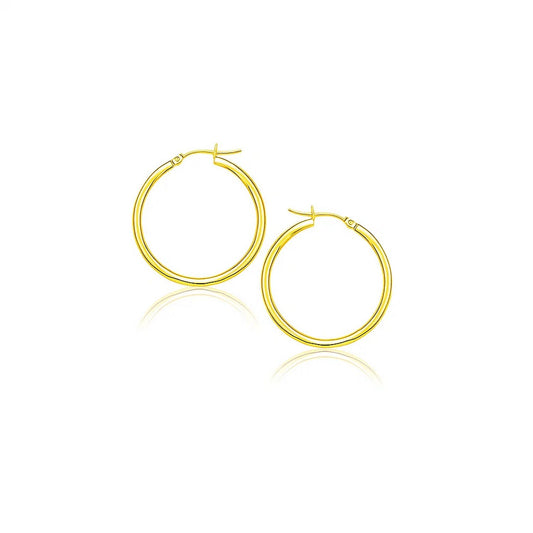 Essential Polished Hoop Earrings in Yellow Gold (2x20mm)