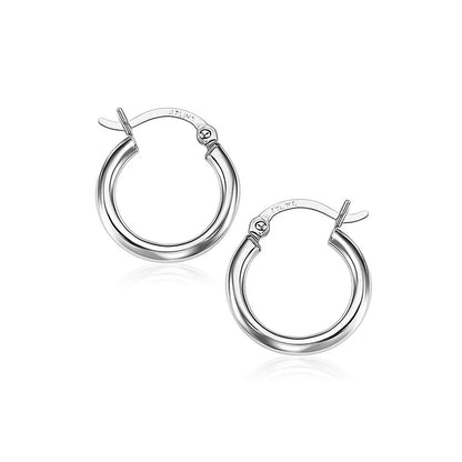 Essential Polished Hoop Earrings in White Gold (2x15mm)
