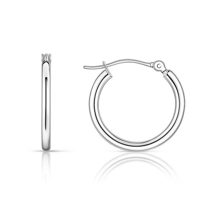 Essential Polished Hoop Earrings in White Gold (2x15mm)