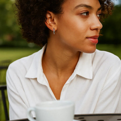 Essential Polished Hoop Earrings in White Gold (2x15mm)