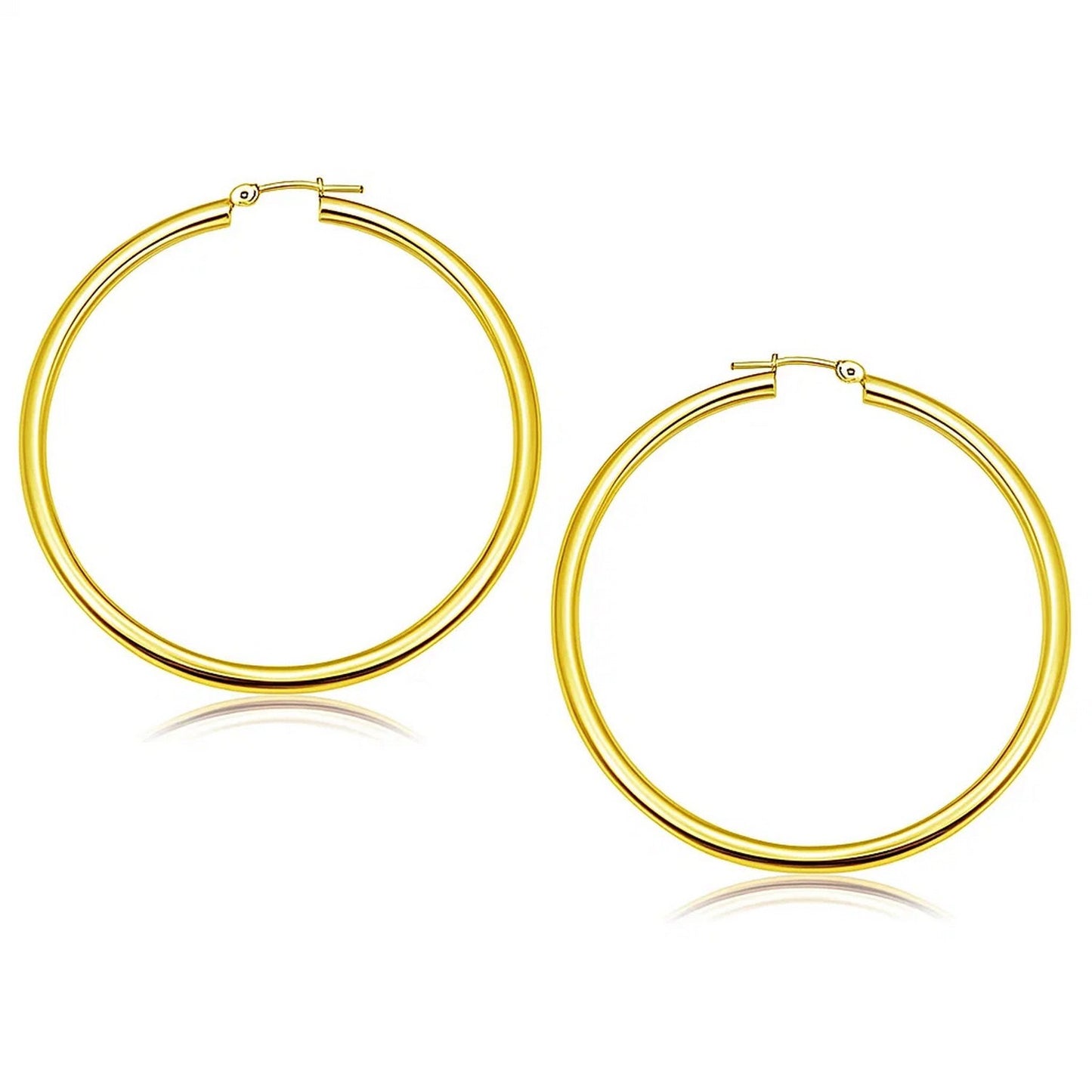 Essential Polished Hoop Earrings in Yellow Gold (3x50mm)